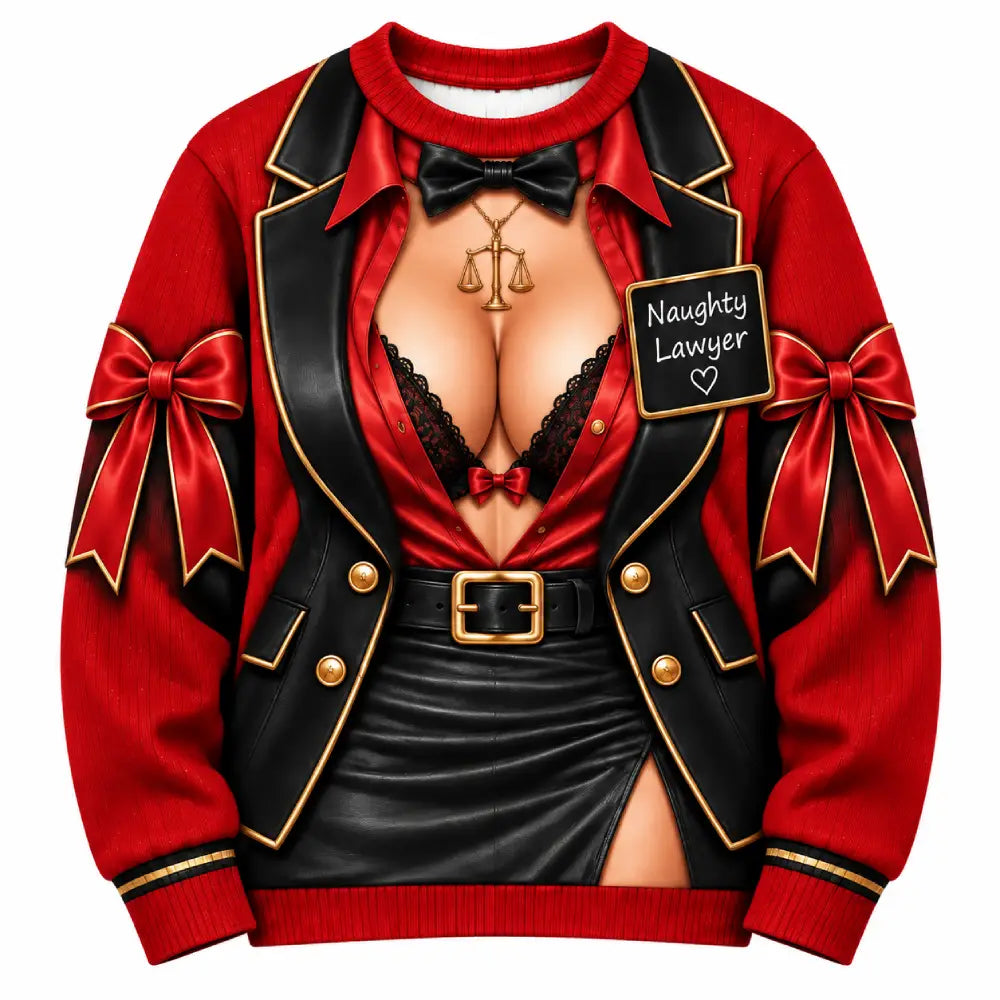 Naughty Lawyer Christmas Sweater – Funny 3D Illusion Print