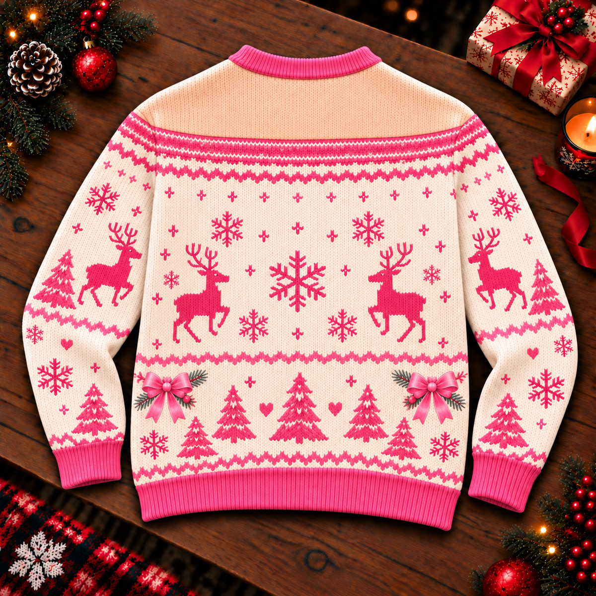 Pink Bikini Christmas Sweater – Custom Skin Tone Print