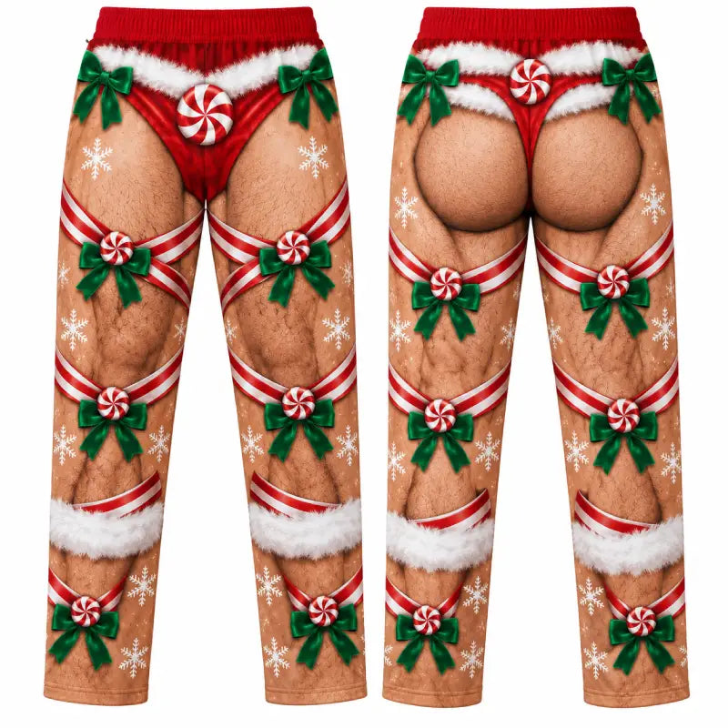 Unwrap Me Christmas Pajama Pants – Funny Illusion Print