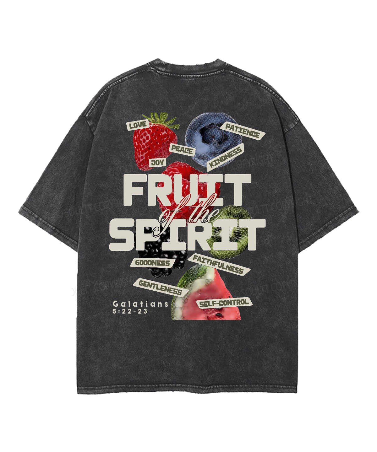 Fruit Of The Spirit Double Sided Unisex Washed Christian T-shirt