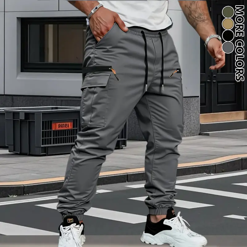 Men's Stretch Terry Cargo Pants – Casual Retro Fit | All-Season Daily Wear