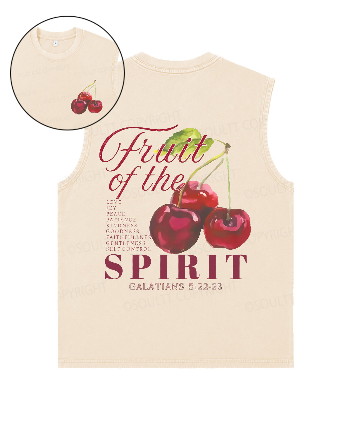 Fruit Of The Spirit Double Sided Unisex Washed Sleeveless Christian Tank Top