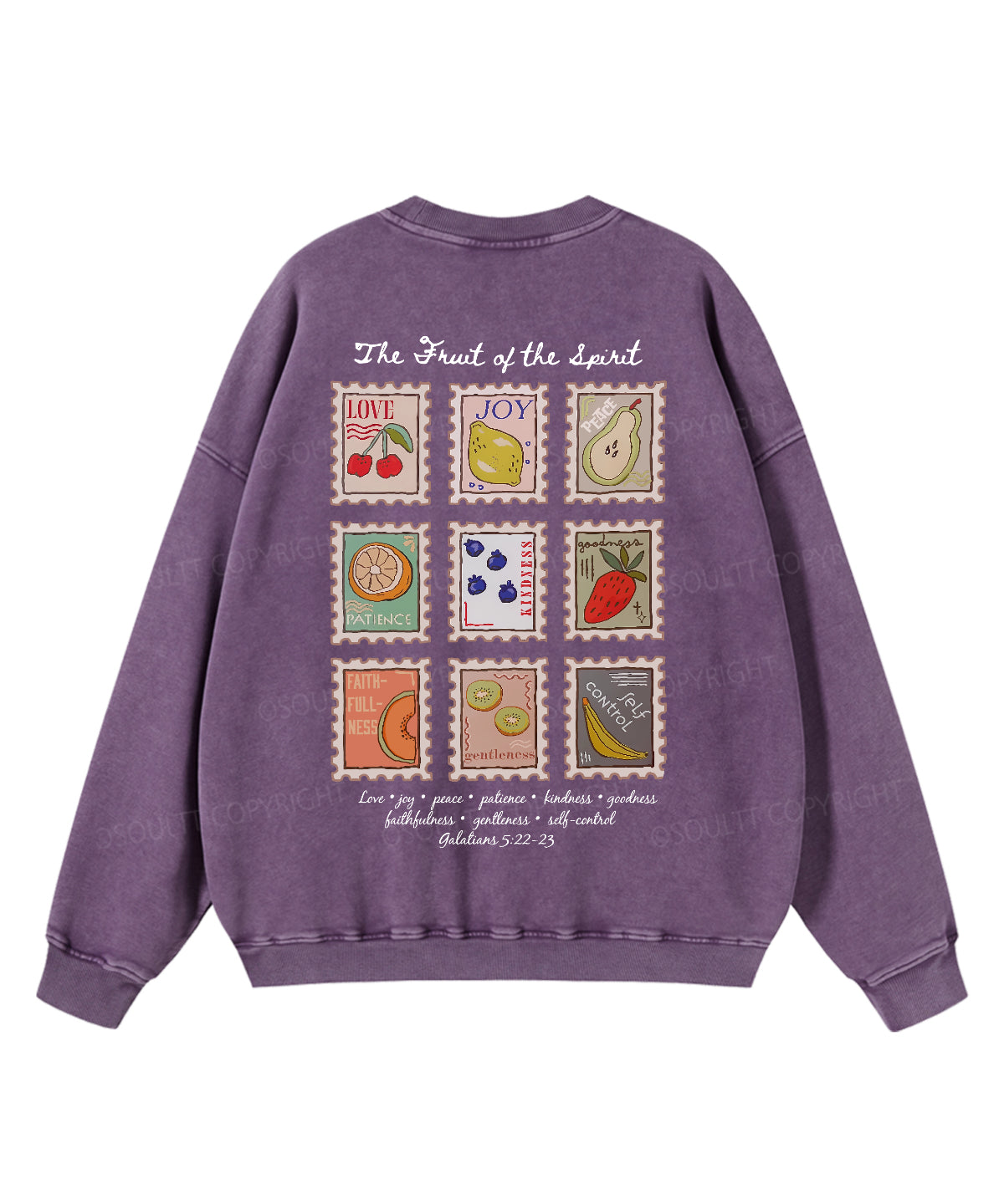 Fruit Of The Spirit Double Sided Washed Christian Sweatshirt