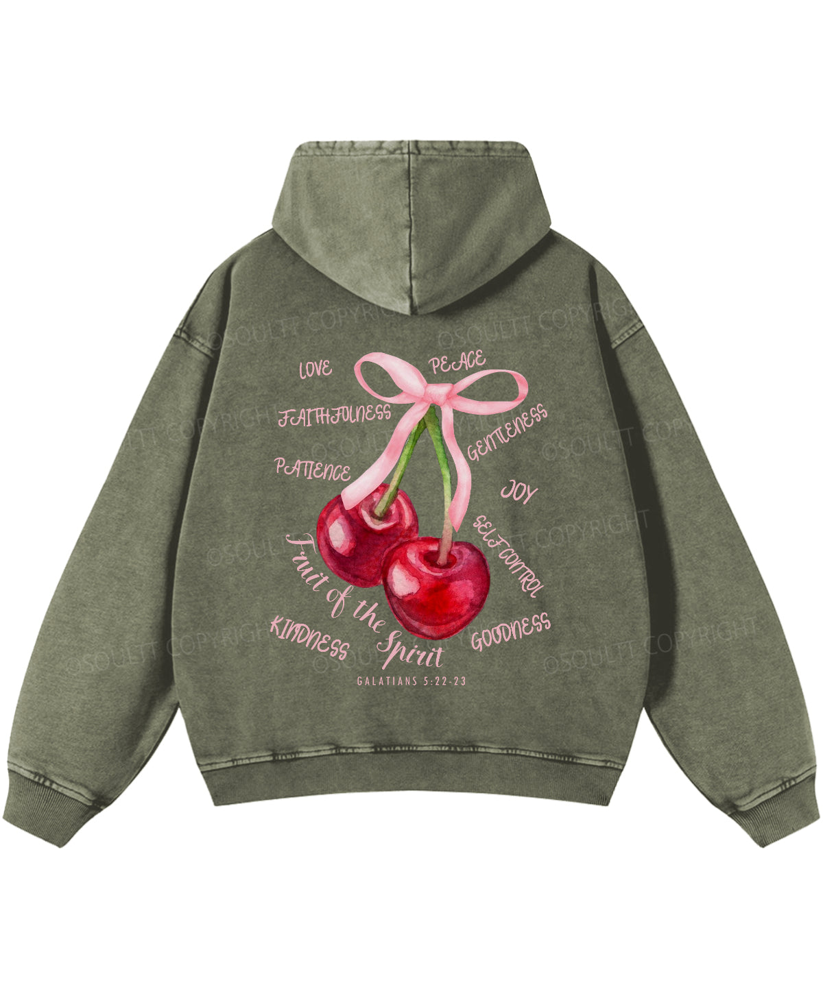 Fruit Of The Spirit Double Sided Washed Christian Hoodie
