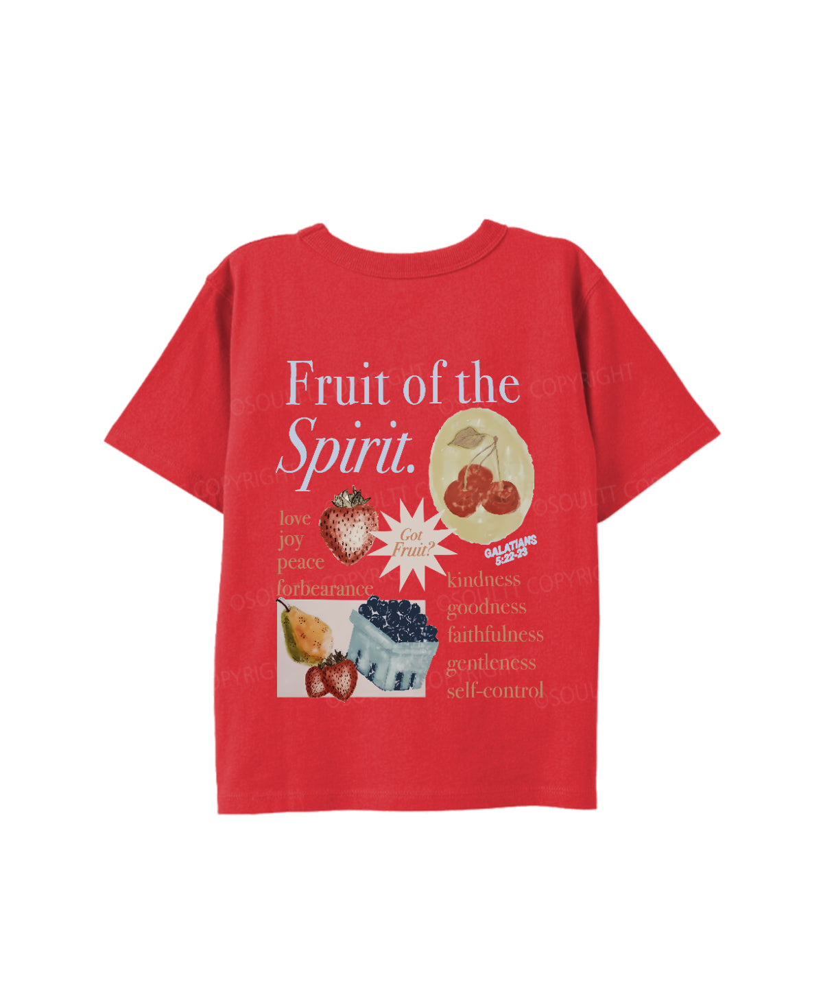 Kids Fruit Of The Spirit Double Sided Cotton Christian T-shirt