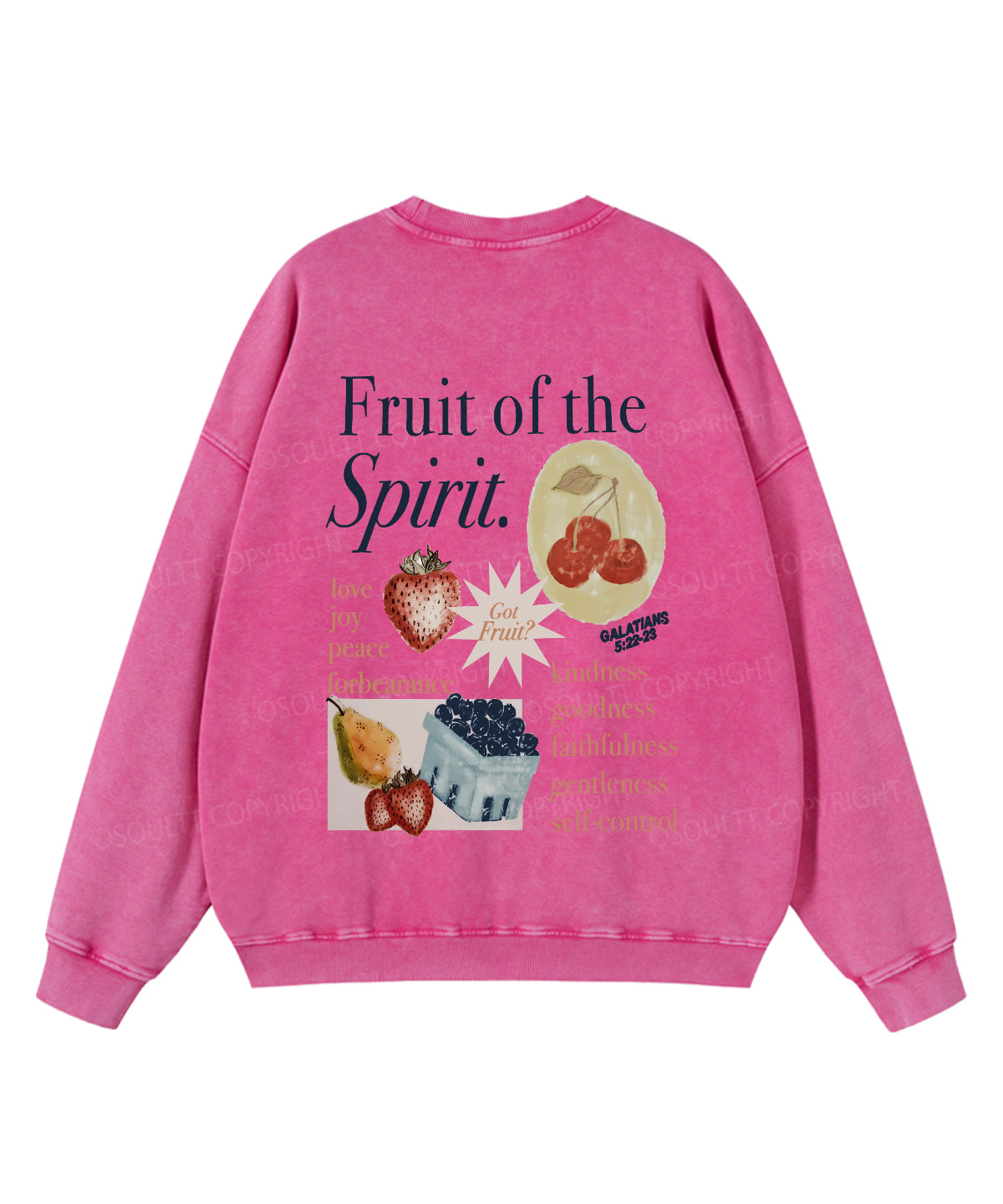 Fruit Of The Spirit Double Sided Washed Christian Sweatshirt