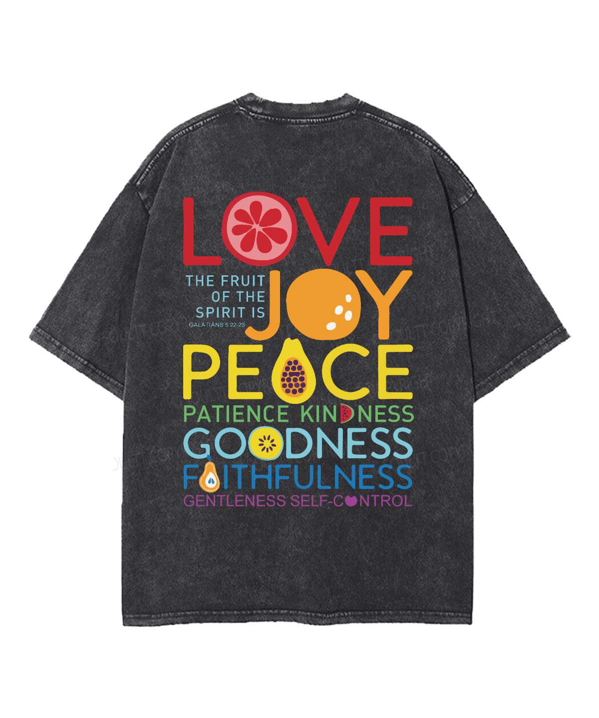 The Fruit Of The Spirit Double Sided Washed Christian T-shirt