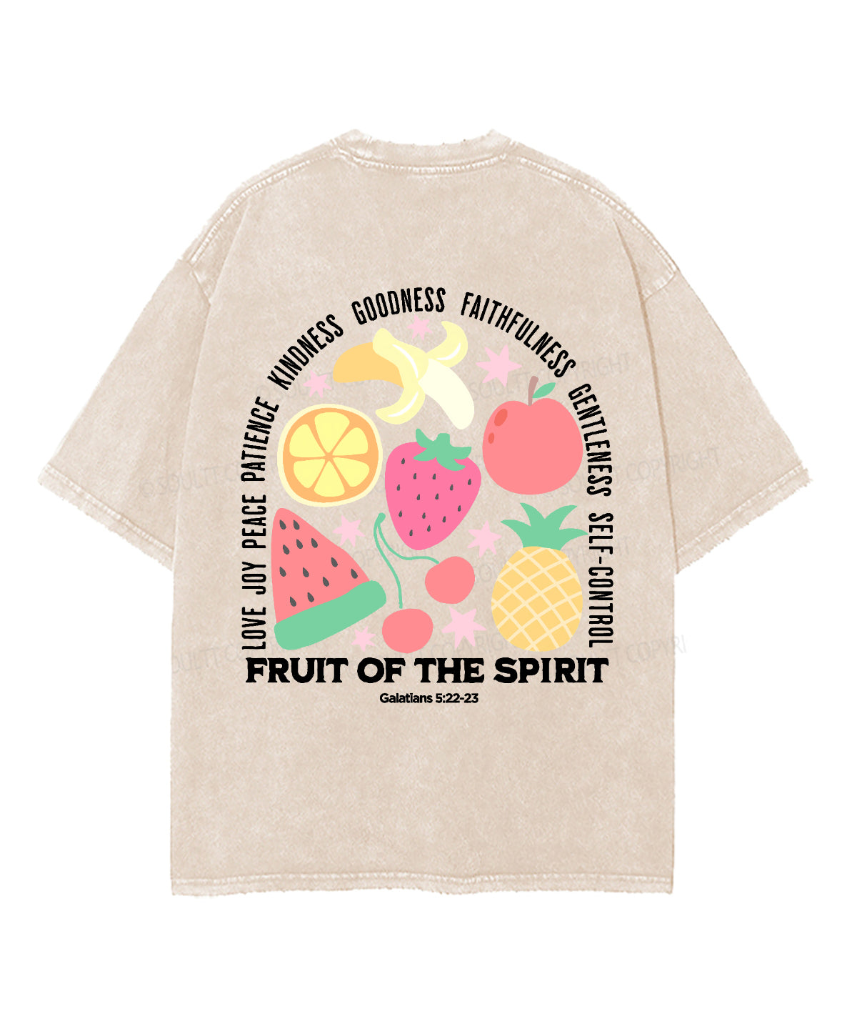 Fruit Of The Spirit Double Sided Unisex Washed Christian T-shirt