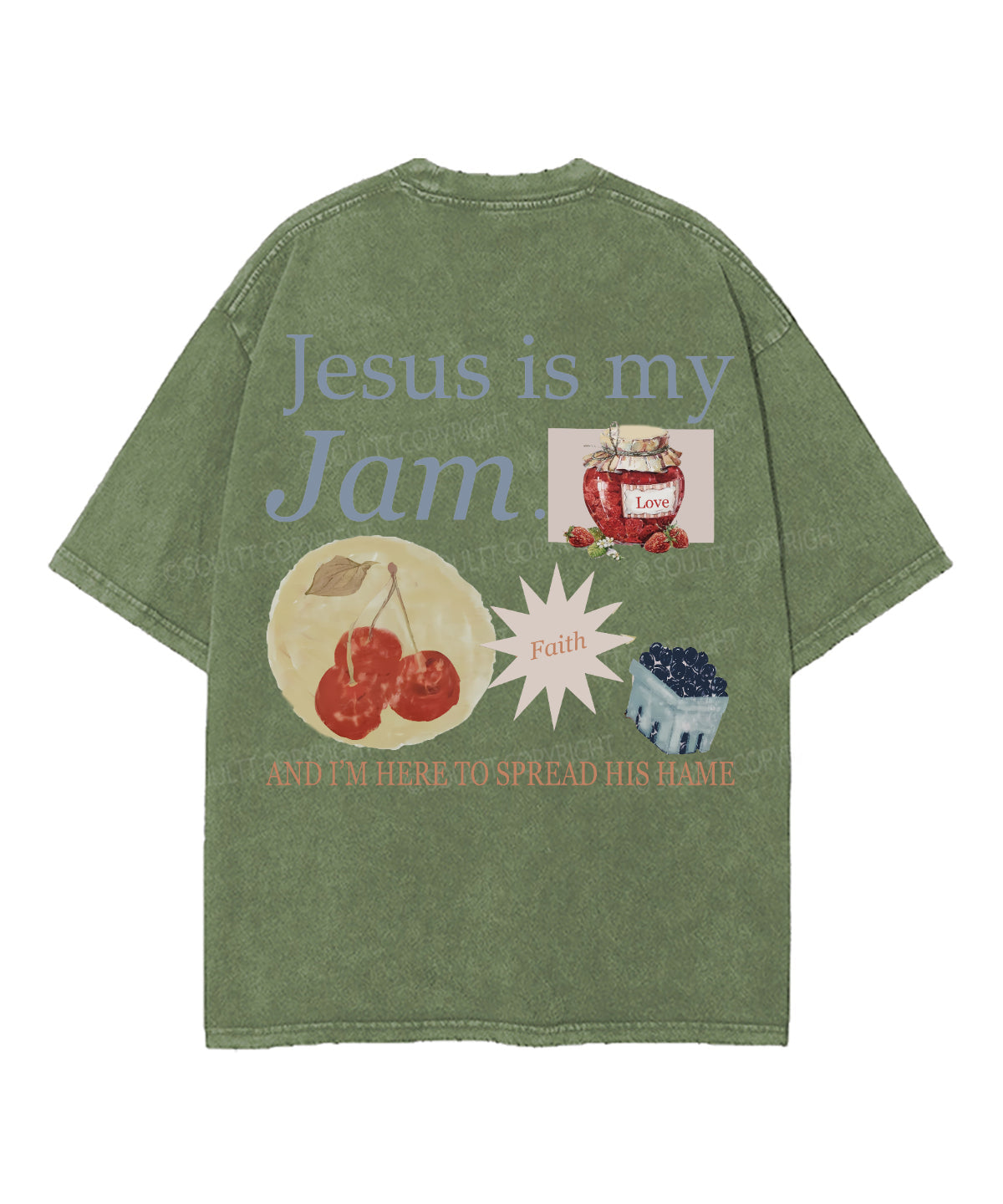 Jesus Is My Jam Double Sided Unisex Washed Christian T-shirt