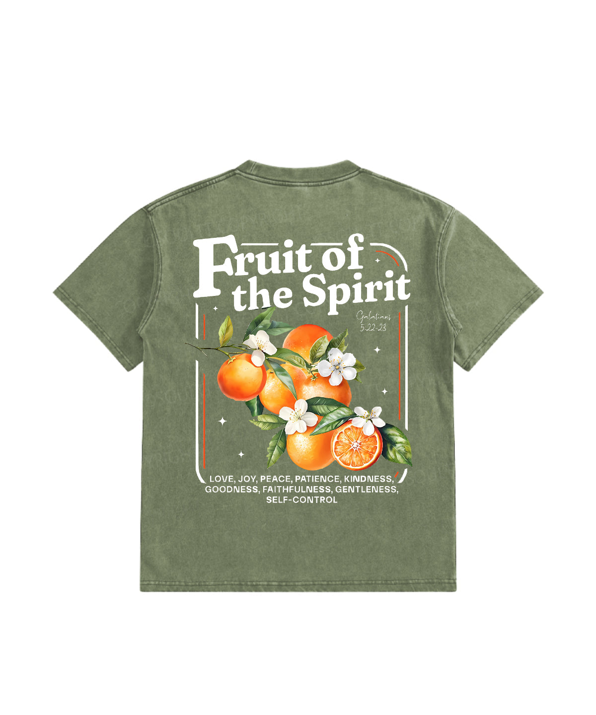 Kids Fruit Of The Spirit Double Sided Washed Christian T-shirt