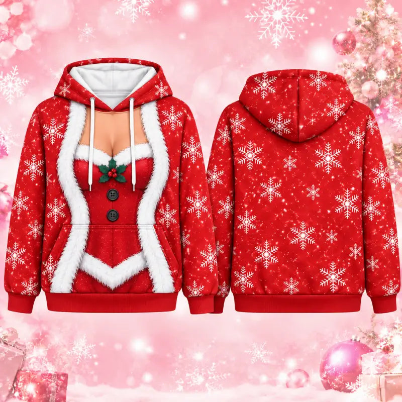Santa-Inspired Christmas Hoodie & Leggings Set – Festive Printed Holiday Outfit