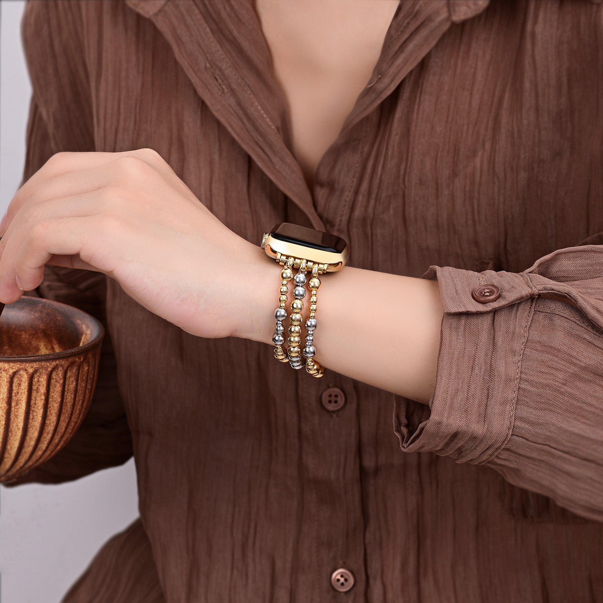 Sterling Gold Stretch Apple Watch Strap