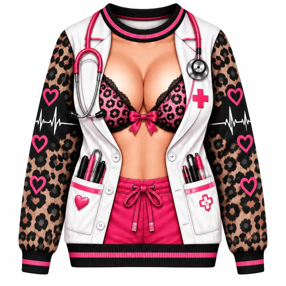 Naughty Doctor Christmas Sweater – Funny 3D Illusion Print