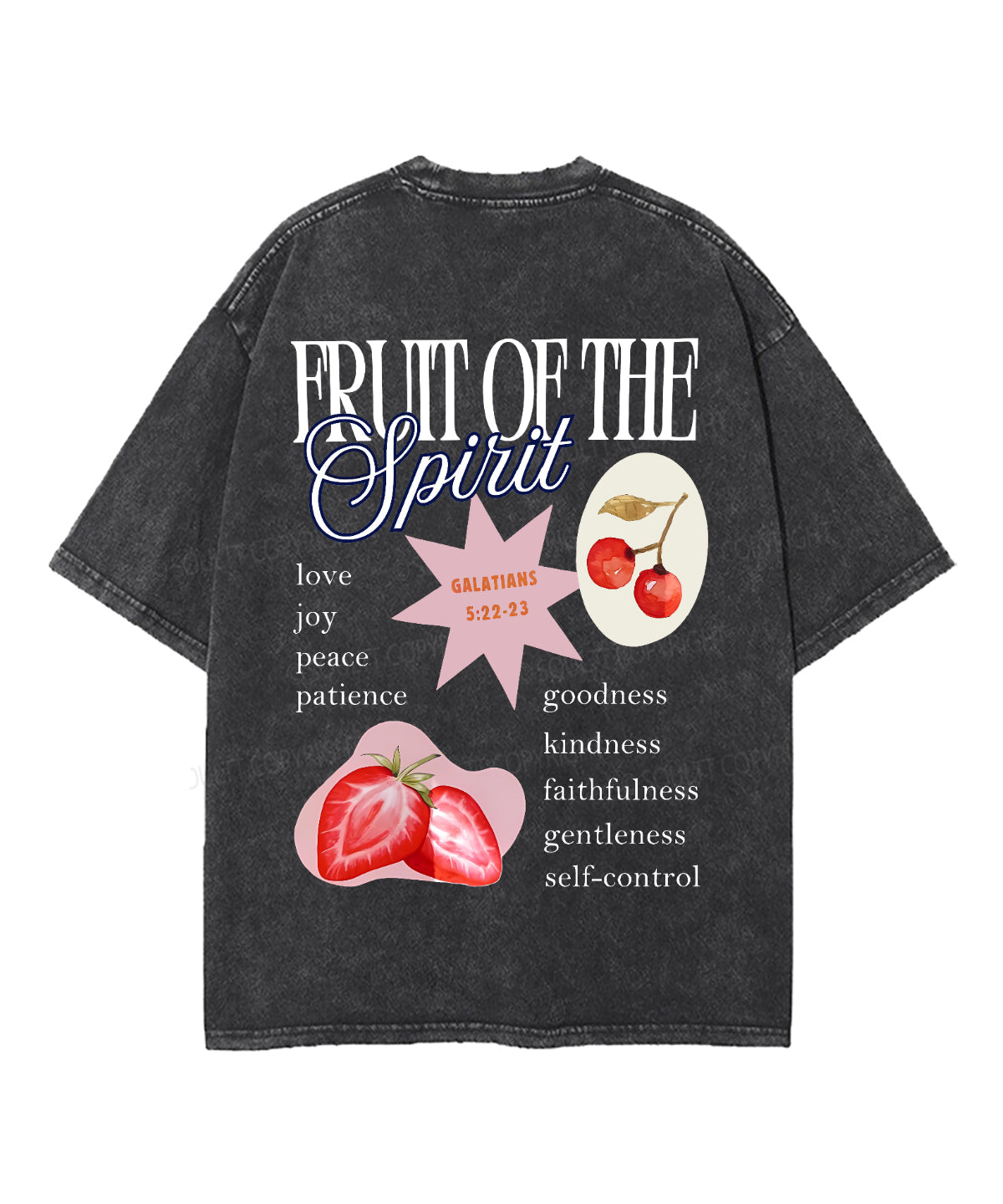 Fruit Of The Spirit Double Sided Unisex Washed Christian T-shirt