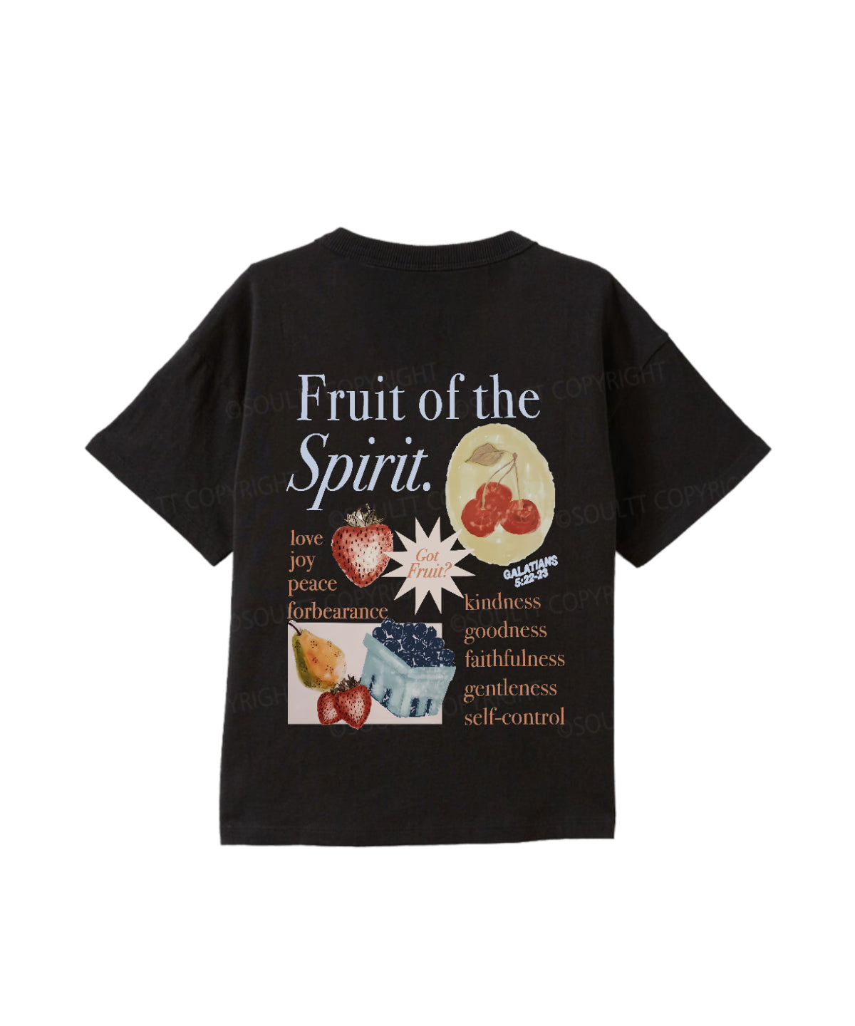 Kids Fruit Of The Spirit Double Sided Cotton Christian T-shirt