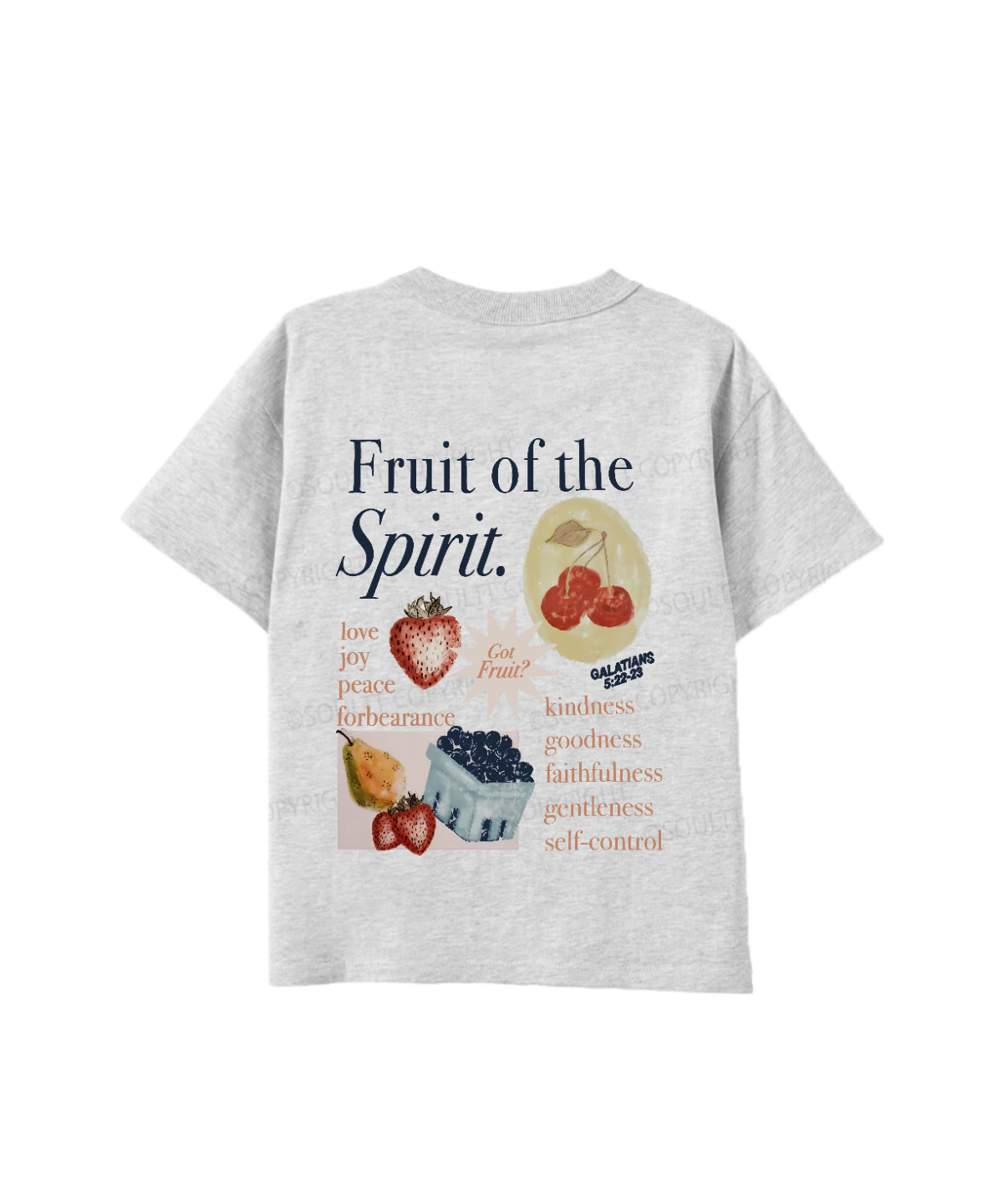 Kids Fruit Of The Spirit Double Sided Cotton Christian T-shirt