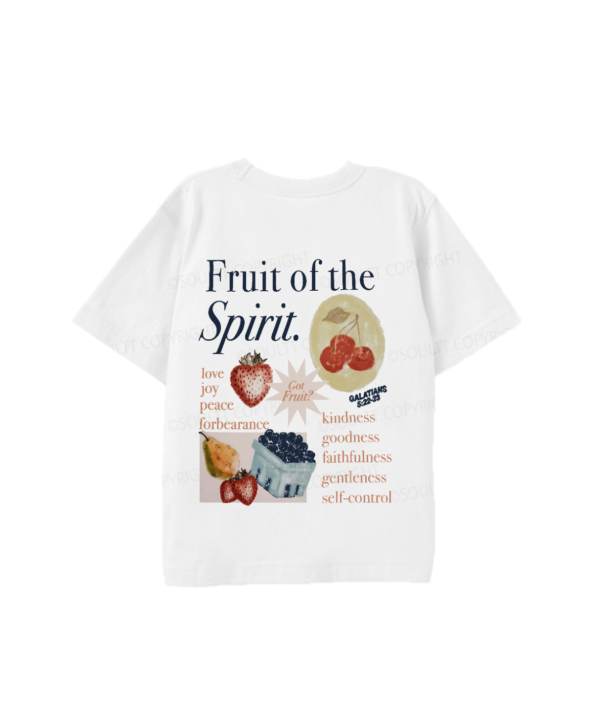 Kids Fruit Of The Spirit Double Sided Cotton Christian T-shirt