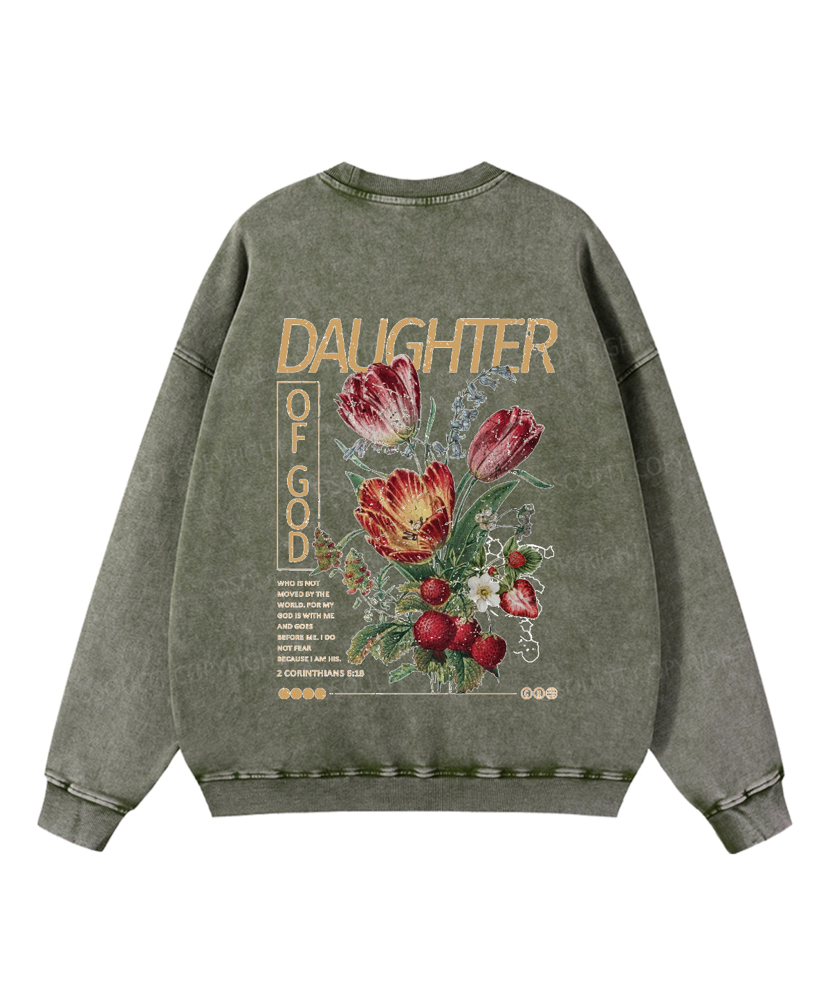 Daughter Of God Double Sided Washed Christian Sweatshirt