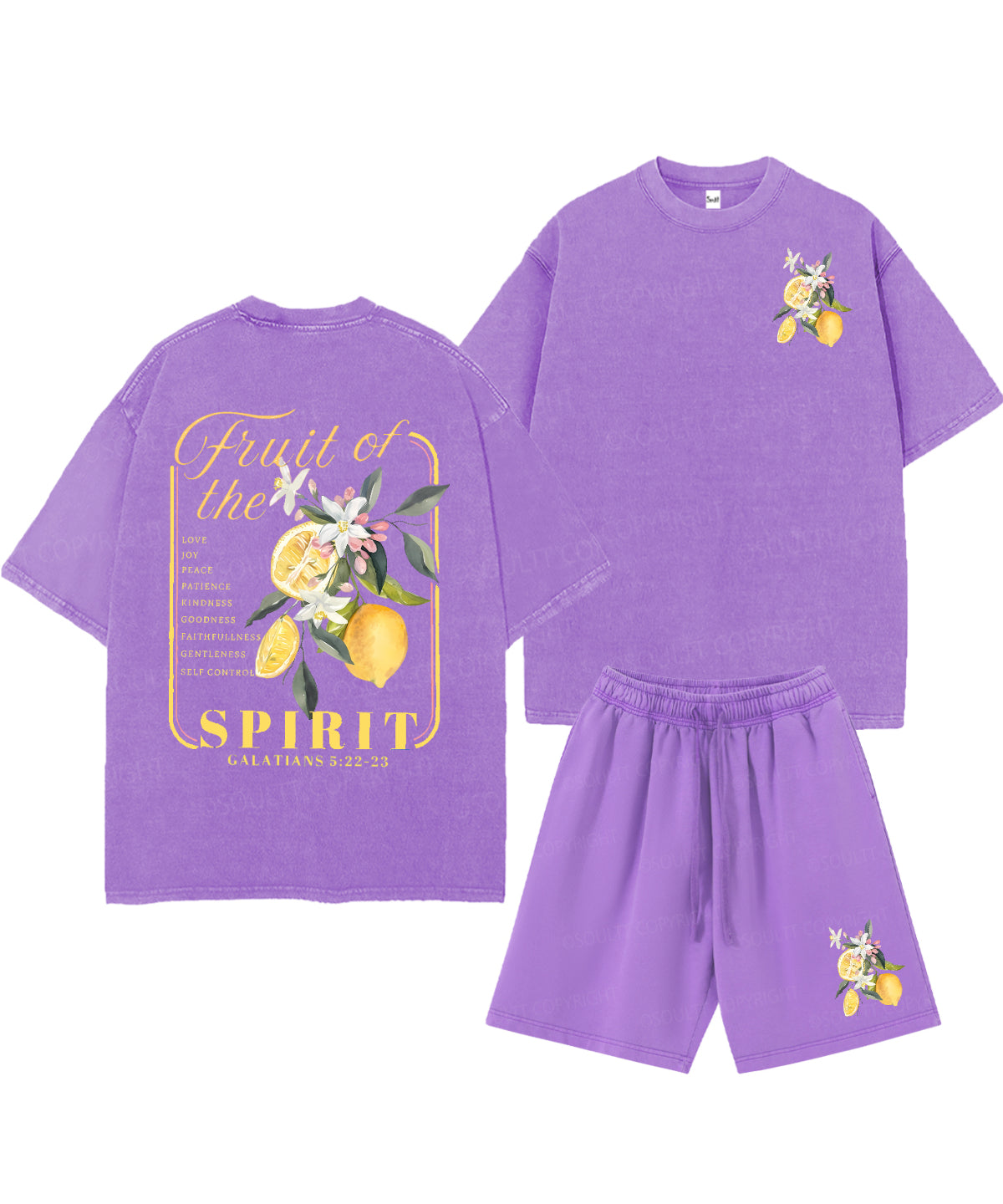 Fruit Of The Spirit Double Sided Unisex Christian Washed T-Shirt & Shorts