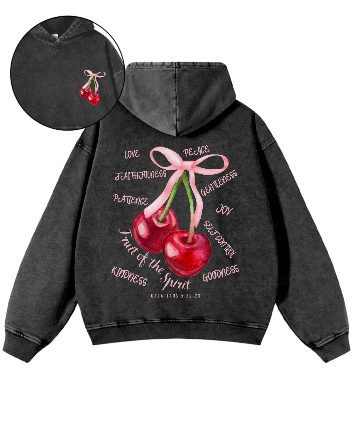 Fruit Of The Spirit Double Sided Washed Christian Hoodie