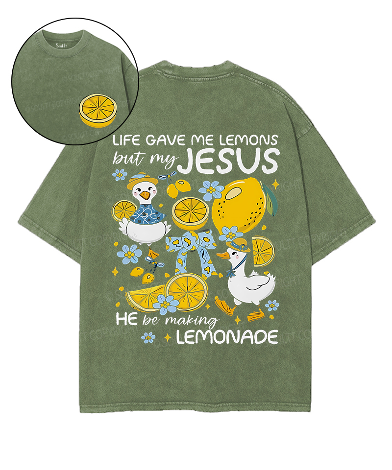 Life Gave Me Some Lemons Double Sided Unisex Washed Christian T-shirt