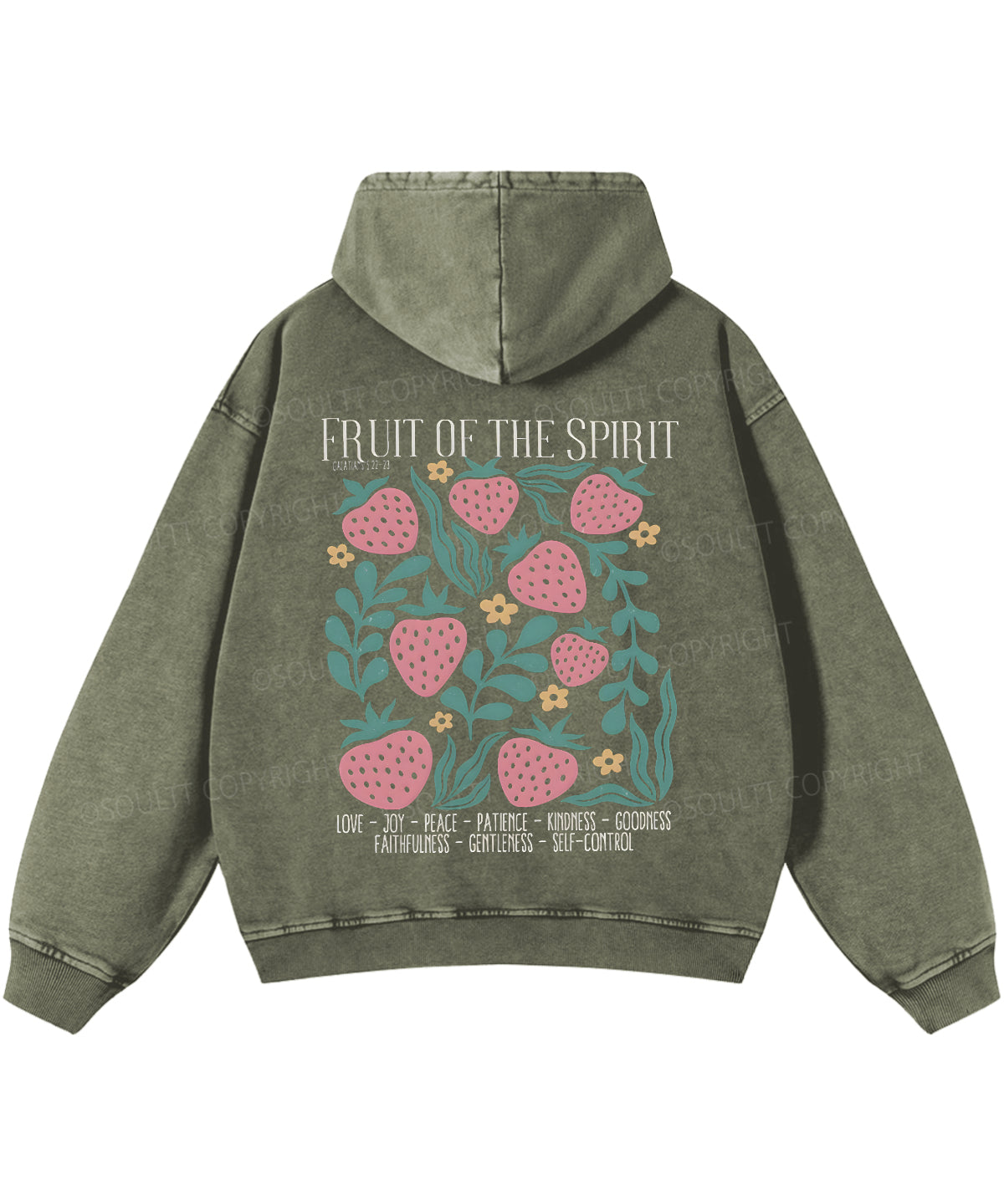 Fruit Of The Spirit Double Sided Washed Christian Hoodie