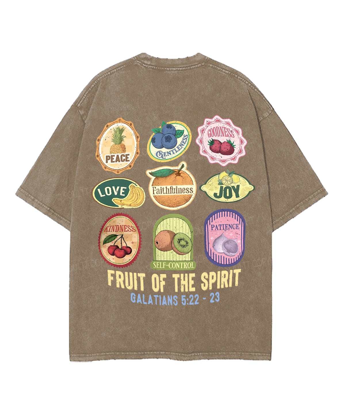Fruit Of The Spirit Double Sided Unisex Washed Christian T-shirt