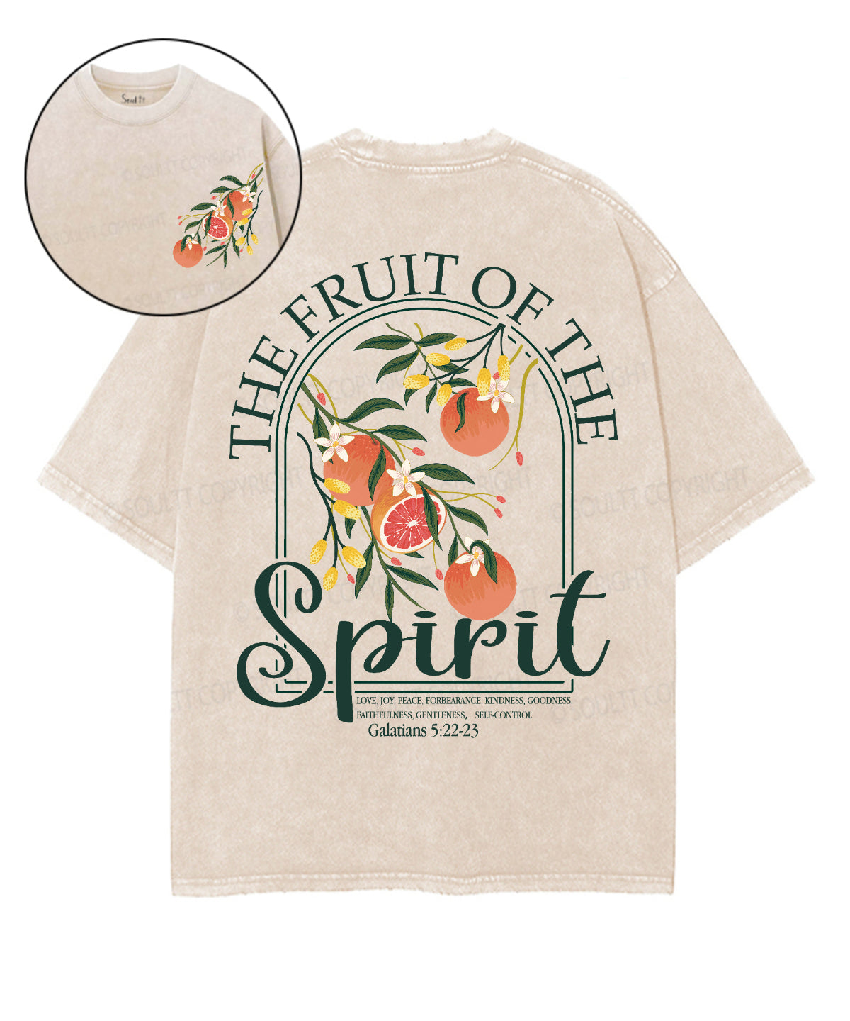 The Fruit Of The Spirit Double Sided Unisex Washed Christian T-shirt