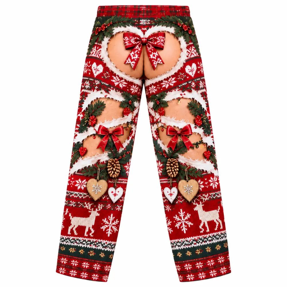 Men's Funny Christmas Pajama Pants – 3D Printed Ripped-Look Holiday Lounge Pants