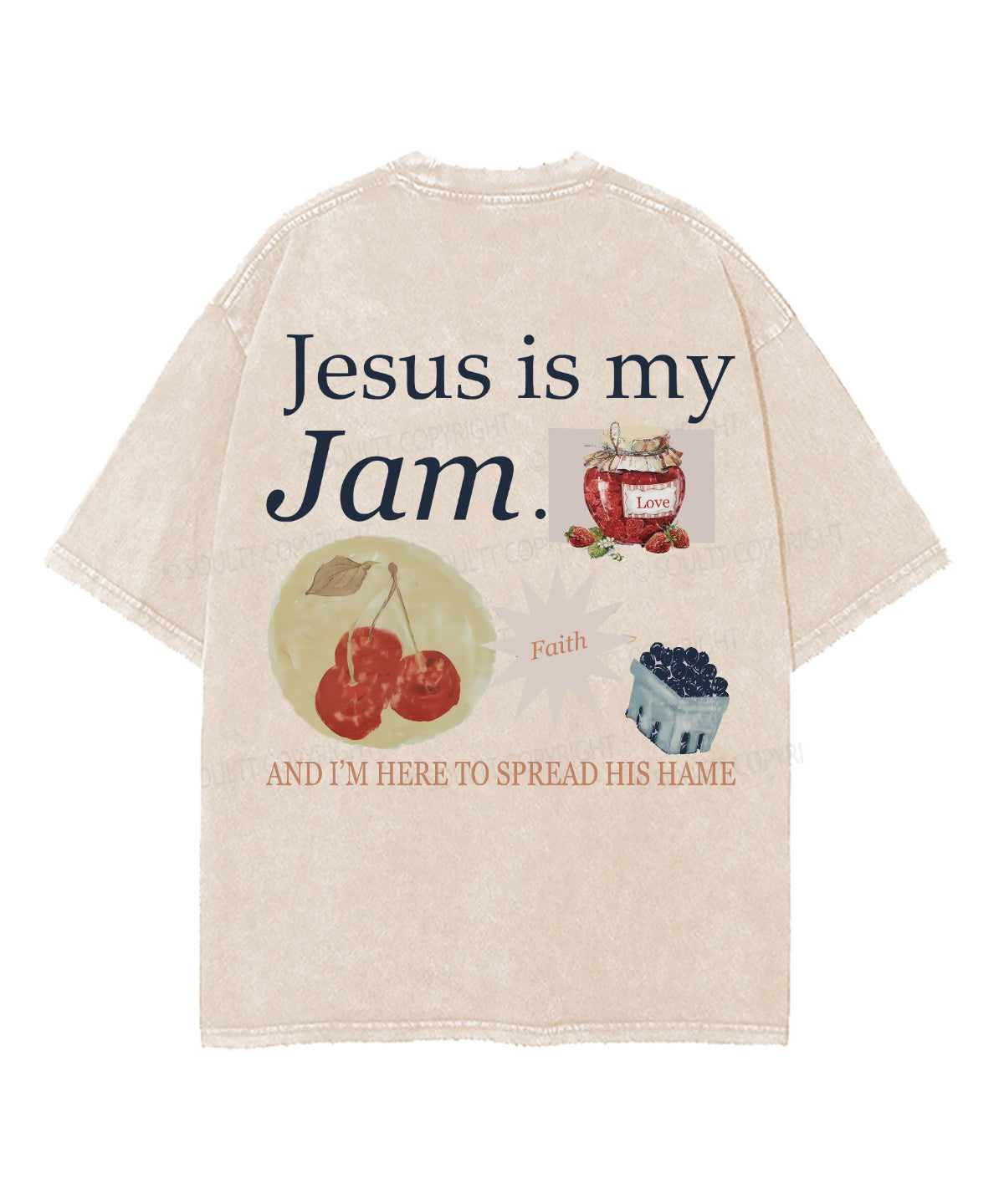 Jesus Is My Jam Double Sided Unisex Washed Christian T-shirt