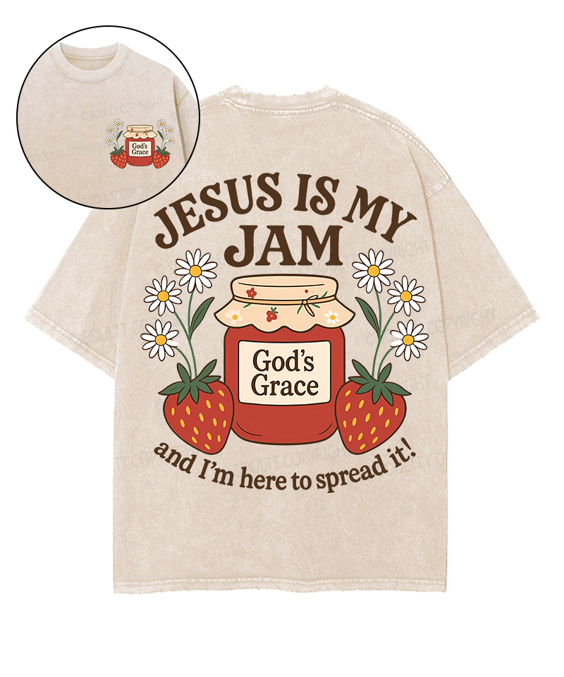 Jesus Is My Jam Double Sided Unisex Washed Christian T-shirt
