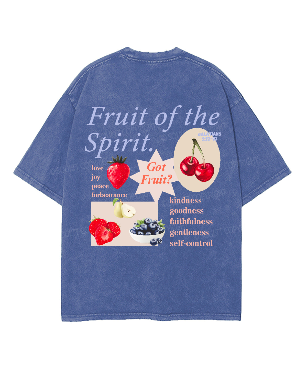 Fruit Of The Spirit Double Sided Unisex Washed Christian T-shirt