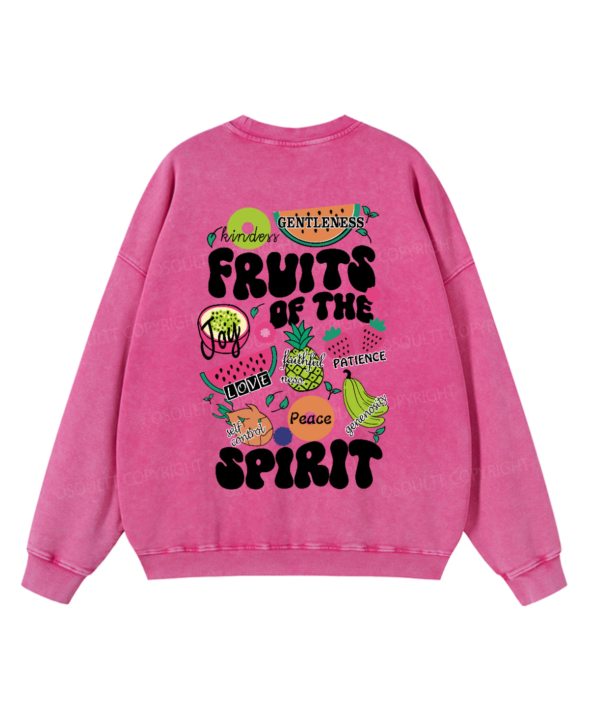Fruits of the Spirit Double Sided Washed Christian Sweatshirt
