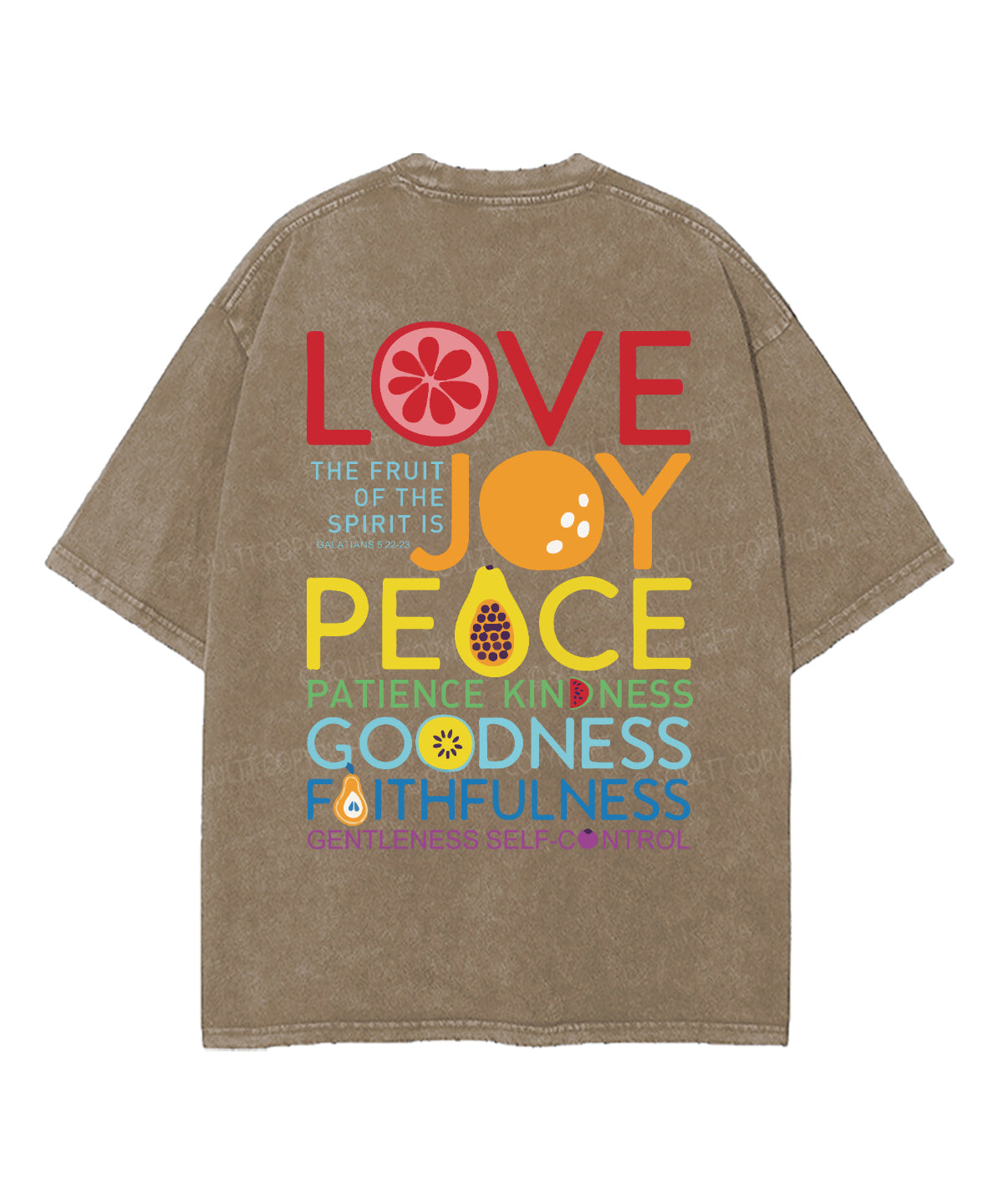 The Fruit Of The Spirit Double Sided Washed Christian T-shirt
