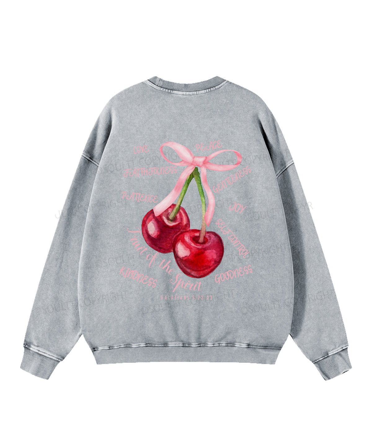 Fruit Of The Spirit Double Sided Washed Christian Sweatshirt