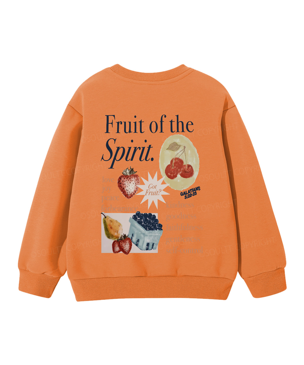 Kids Fruit Of The Spirit Double Sided Christian Sweatshirt