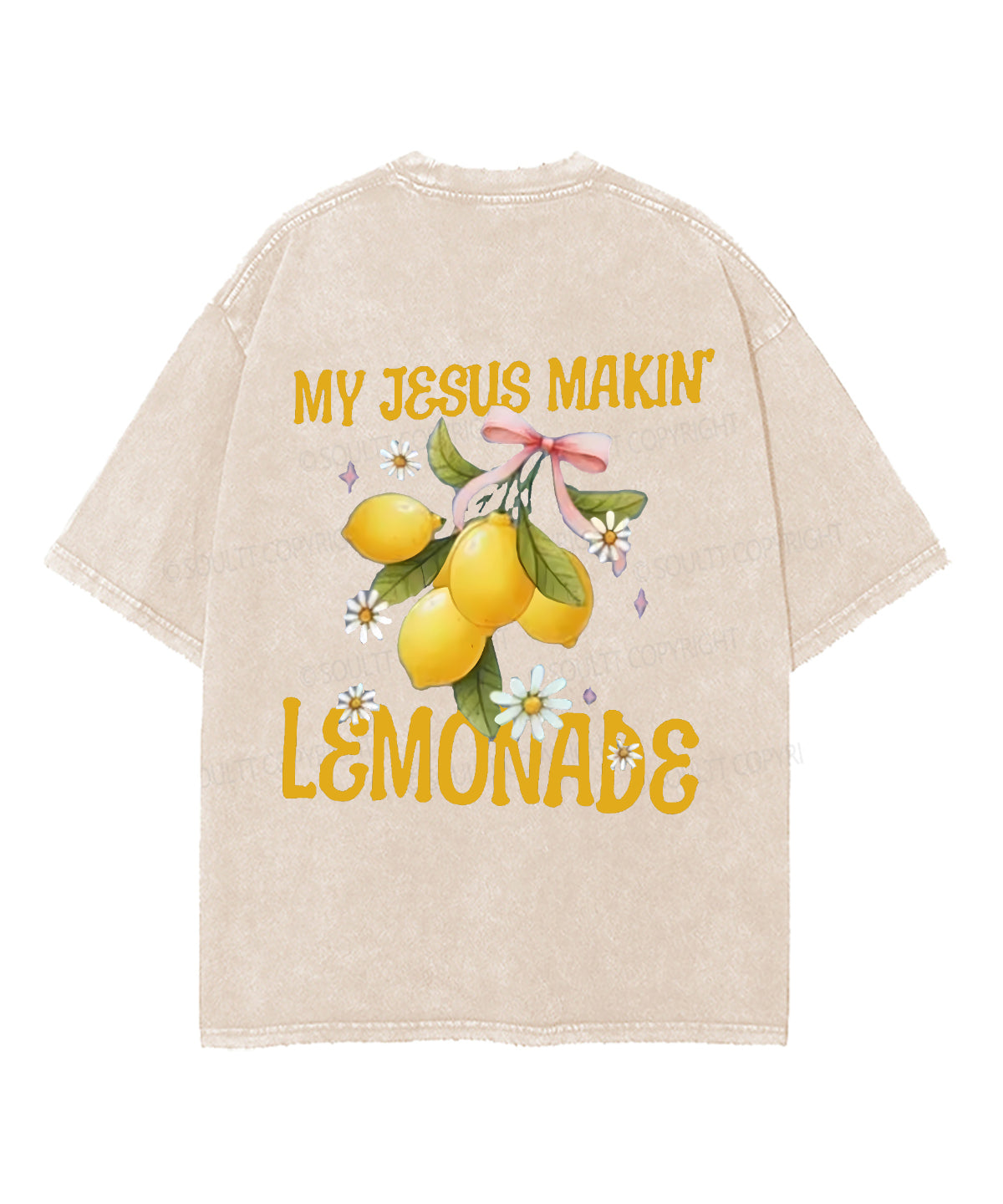 Jesus Making Lemonade Double Sided Unisex Washed Christian T-shirt