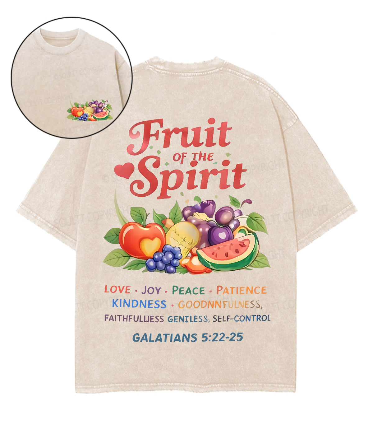 Fruit Of The Spirit Double Sided Unisex Washed Christian T-shirt