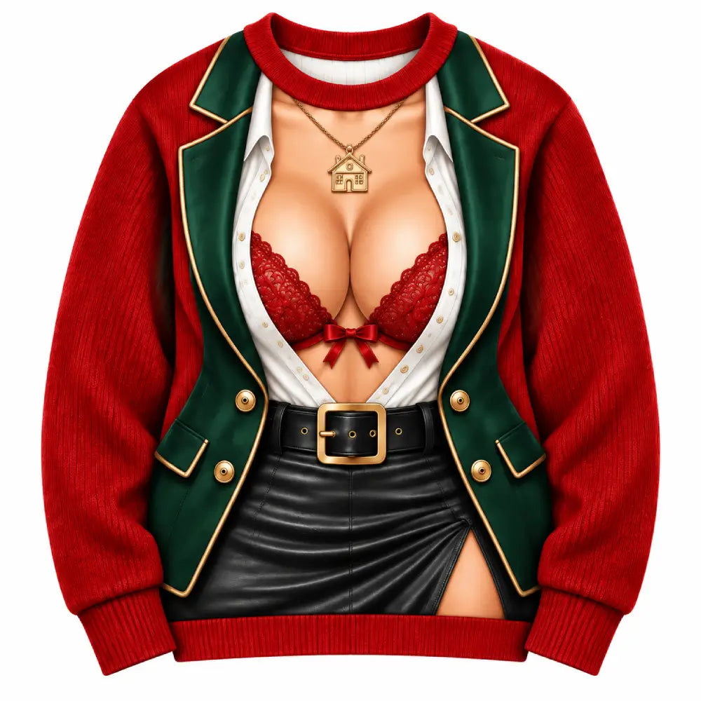 Naughty Realtor Christmas Sweater – Funny 3D Illusion Print
