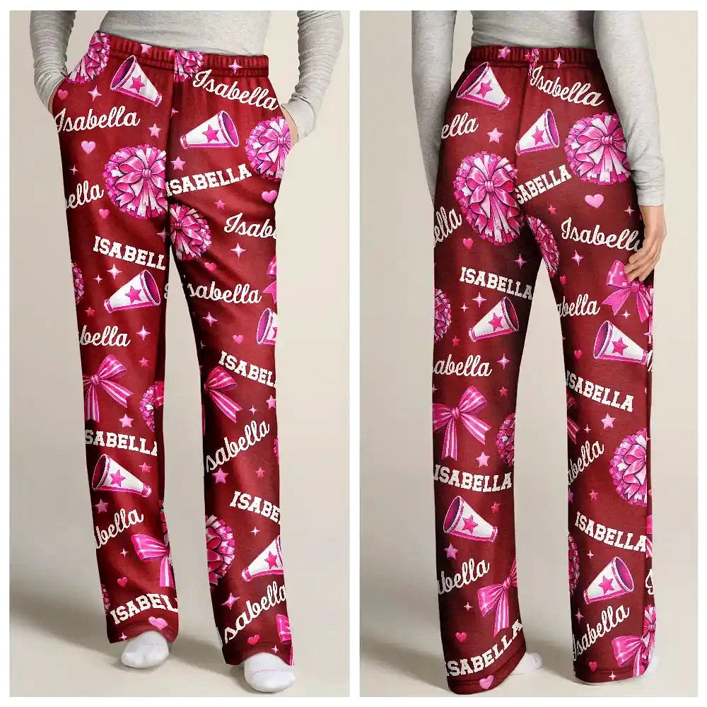 Personalized Cheerleading Pajama Pants – Custom Name Lounge Pants