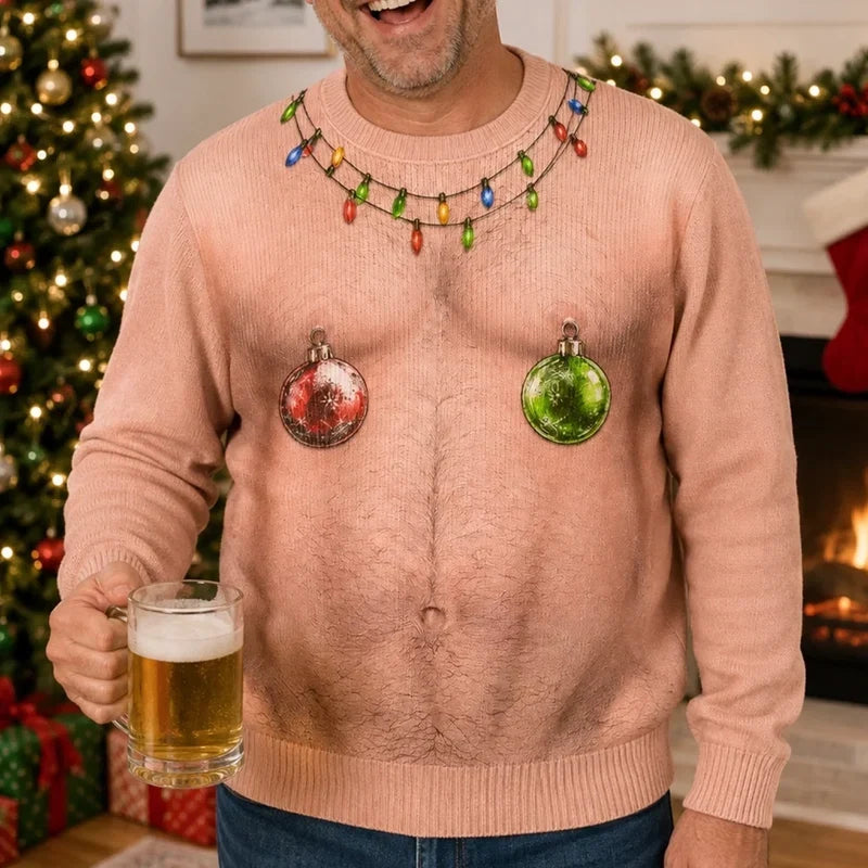 Naughty Christmas Personalized All-Over-Print Sweatshirt – Funny Holiday Illusion Design