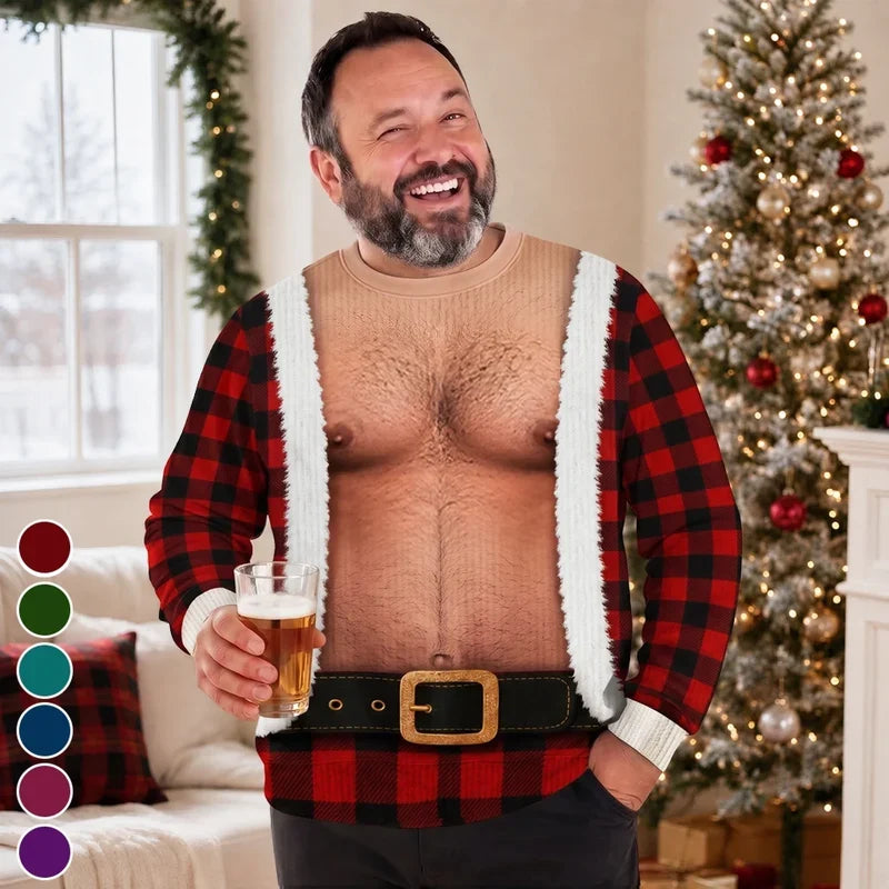 Personalized Funny Christmas Sweatshirt – Bringing the Heat in Plaid