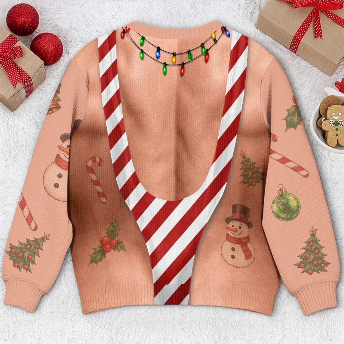 Personalized Funny Christmas Sweatshirt – Candy Cane Mankini