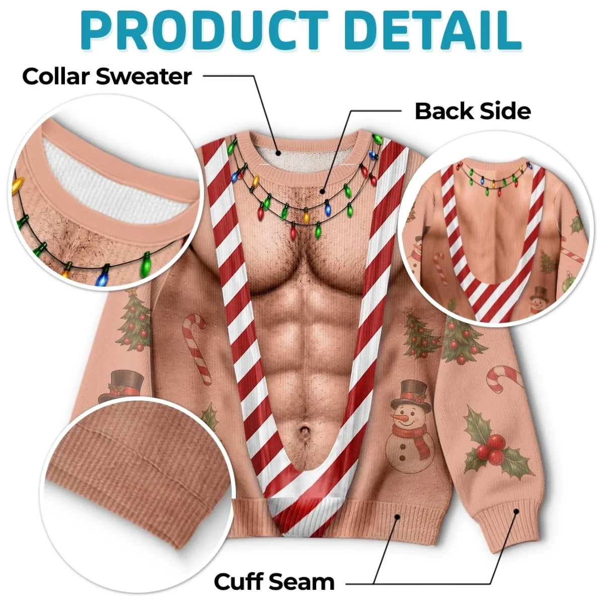 Personalized Funny Christmas Sweatshirt – Candy Cane Mankini