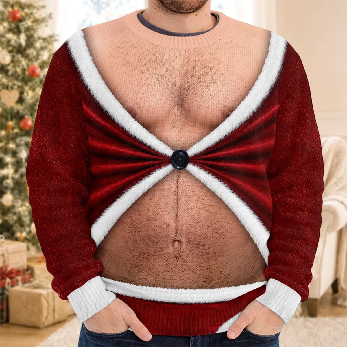 Personalized Funny Christmas Sweatshirt – Hanging On by a Thread