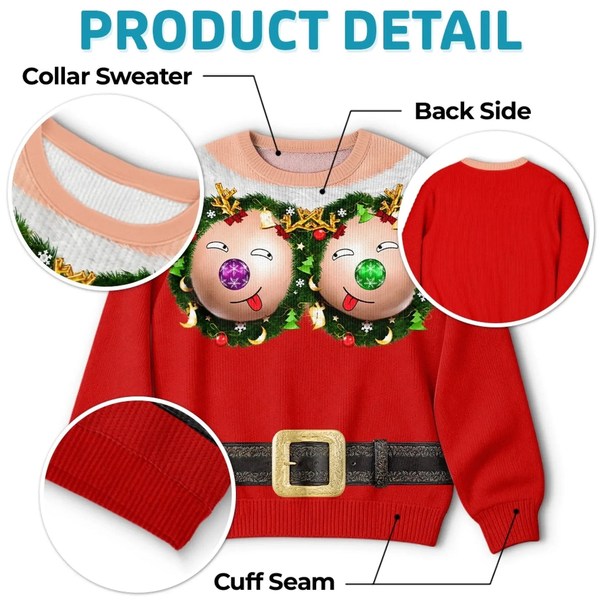 Funny Christmas Bauble Face Print Sweatshirt – Funny Ugly Xmas Jumper