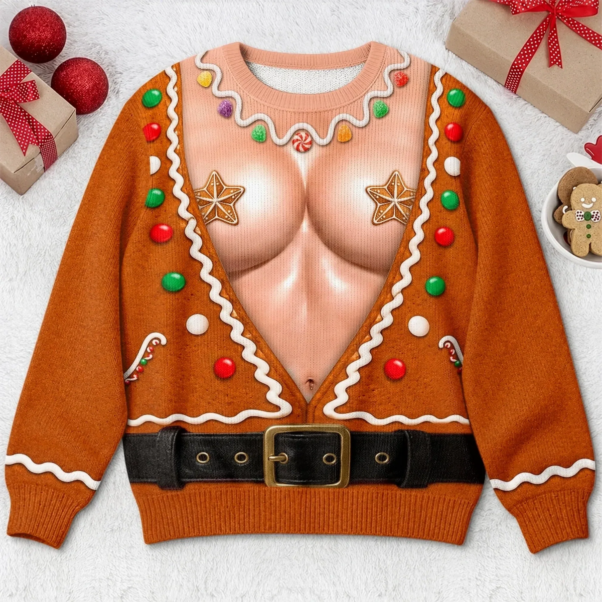 Personalized Funny Christmas Sweatshirt – Naughty Looks Good On Me
