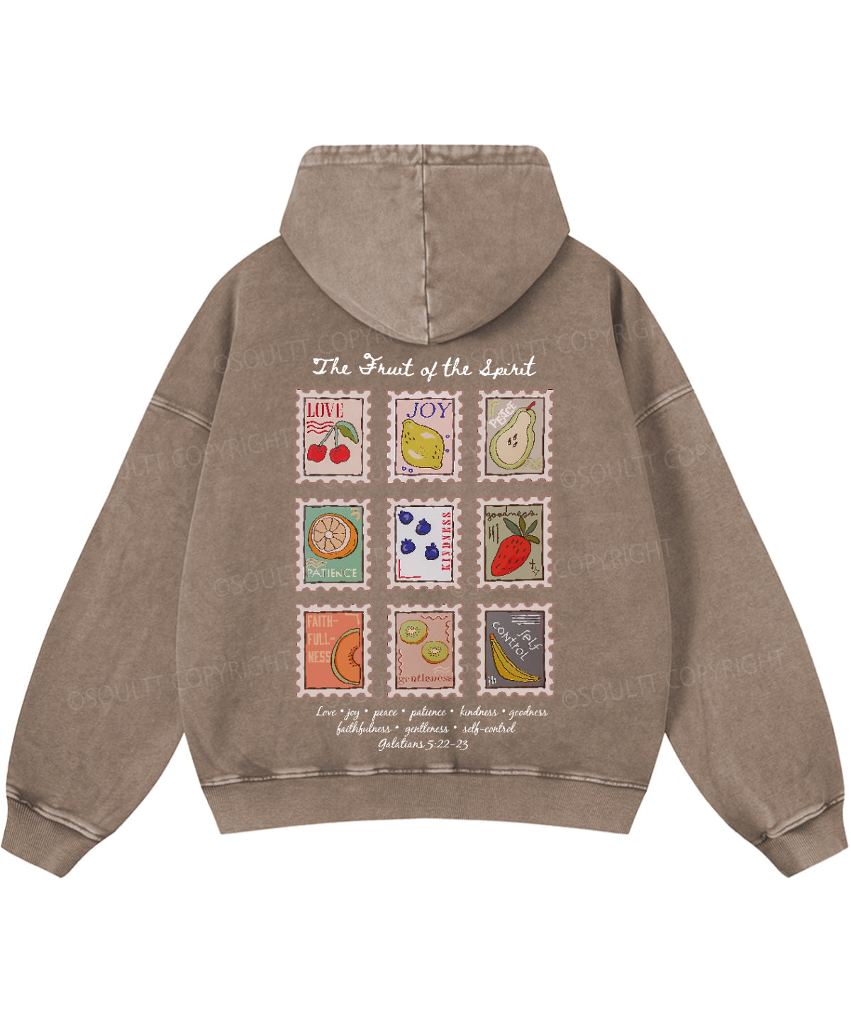 Fruit Of The Spirit Double Sided Washed Christian Hoodie
