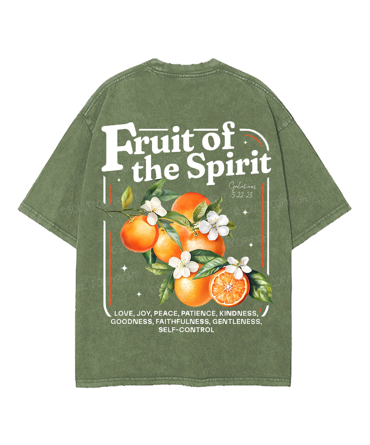 Fruit Of The Spirit Double Sided Unisex Washed Christian T-shirt