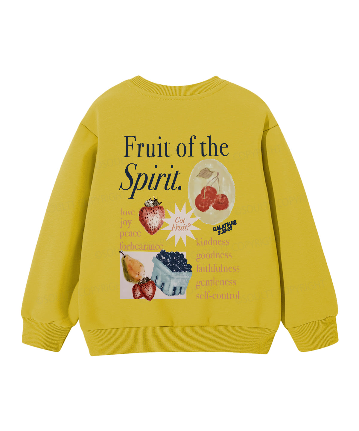 Kids Fruit Of The Spirit Double Sided Christian Sweatshirt